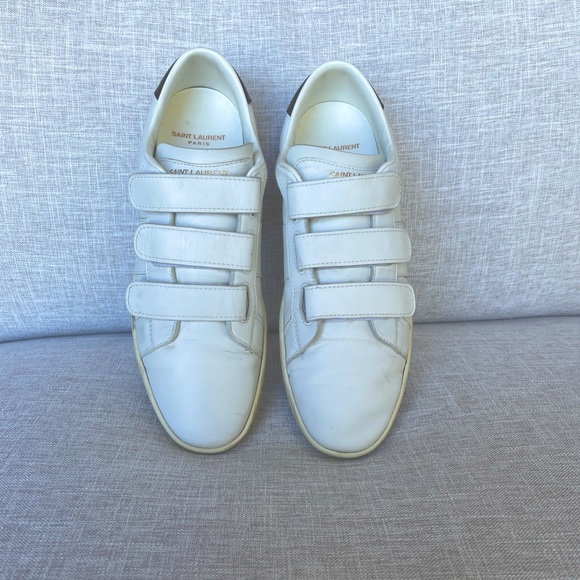 Saint Laurent White Leather Velcro Strap Sneakers - Picture 2 of 4